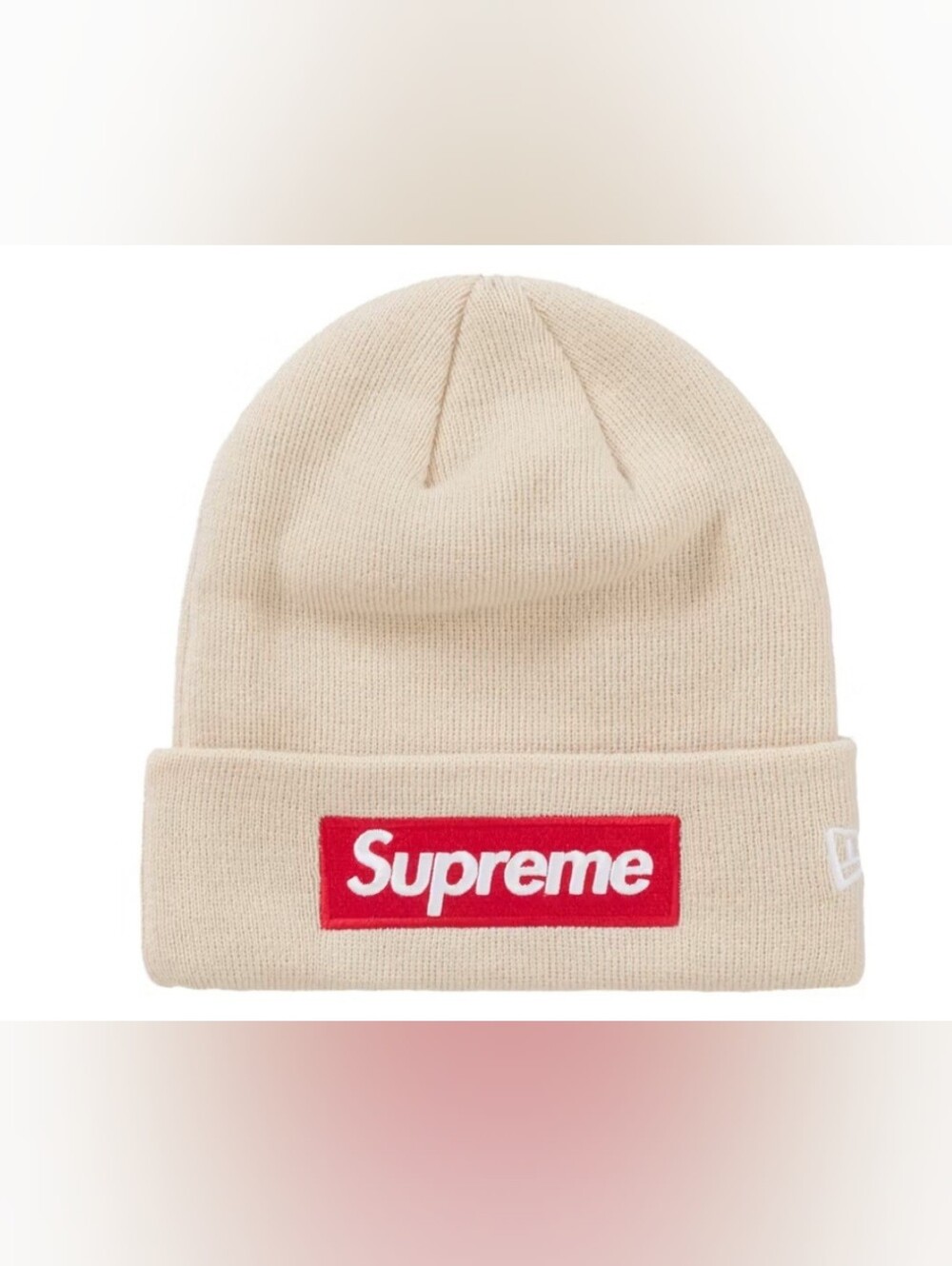 Supreme New Era Logo Beanie FW24 Stone